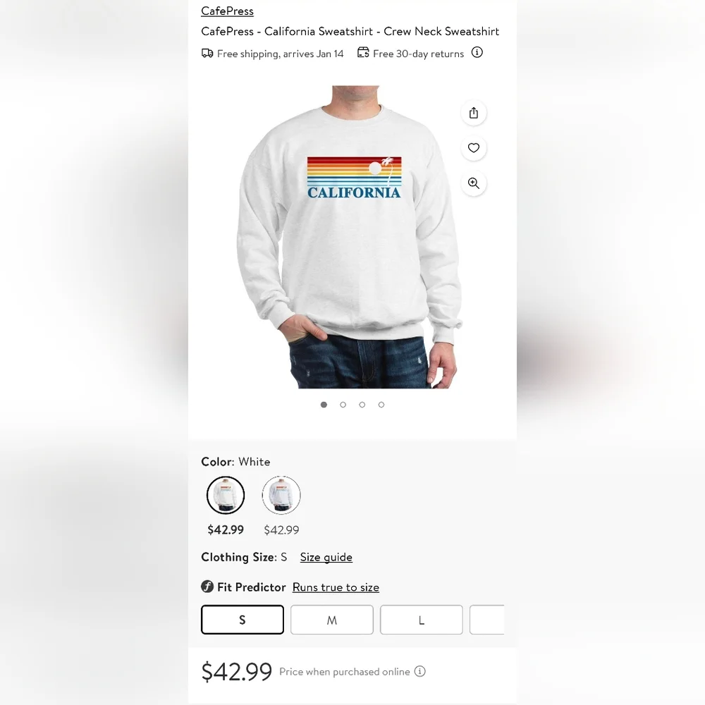 Retro-style California Palms Sweatshirt - Picture 6 of 6